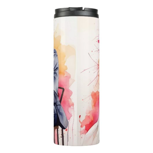 Mooie bruiloft paar aquarel thermosbeker (Achterkant)