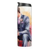 Mooie bruiloft paar aquarel thermosbeker (Geroteerd rechts)