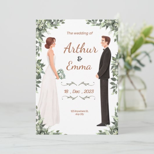Mooie bruiloft uitnodiging flyer (Staand voorkant)