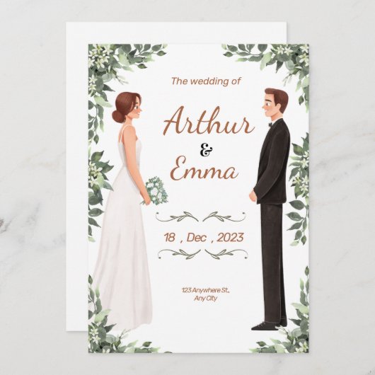 Mooie bruiloft uitnodiging flyer (Voorkant / Achterkant)