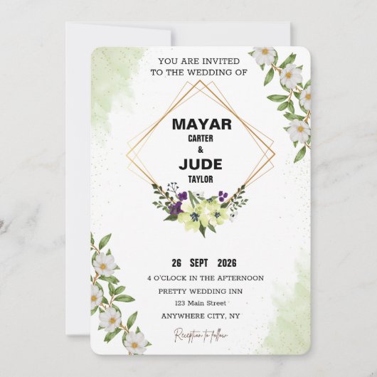 Mooie bruiloft uitnodiging ontwerp - Gemakkelijk t (Voorkant)