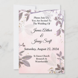 Mooie bruiloft uitnodiging, roze bloemen kaart