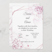 Mooie bruiloft uitnodiging, roze blooms kaart (Voorkant / Achterkant)