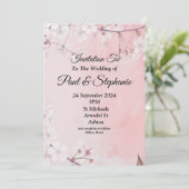 Mooie bruiloft uitnodiging, roze en wit kaart (Staand voorkant)