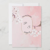 Mooie bruiloft uitnodiging, roze en wit kaart (Achterkant)