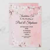 Mooie bruiloft uitnodiging, roze en wit kaart (Voorkant / Achterkant)