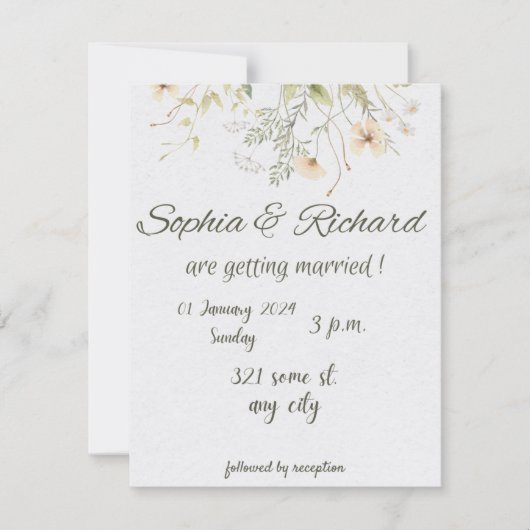 Mooie bruiloft uitnodigingskaart kaart (Voorkant)