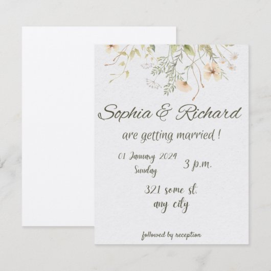 Mooie bruiloft uitnodigingskaart kaart (Voorkant / Achterkant)