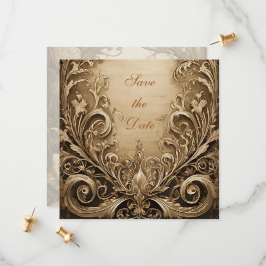 Mooie bruiloft van het Roos Save the Date (Voorkant / Achterkant in situ)