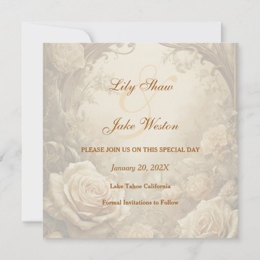 Mooie bruiloft van het Roos Save the Date (Achterkant)