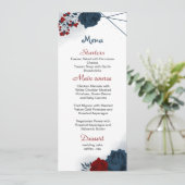 mooie bruiloft voor rode en marinebloemen menu (Staand voorkant)