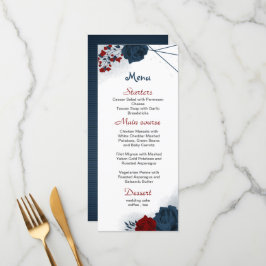 mooie bruiloft voor rode en marinebloemen menu