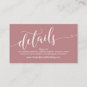 Mooie bruiloft website details, stoffig Roos Informatiekaartje (Voorkant)