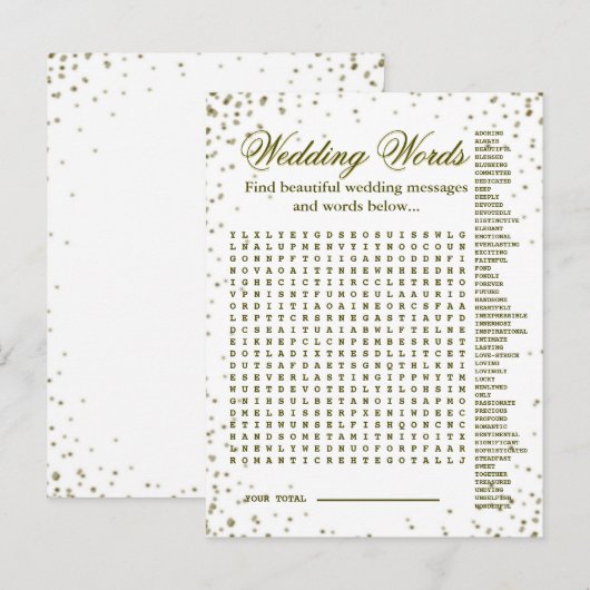 Mooie bruiloft woorden spel aankondigingskaart (Voorkant / Achterkant)