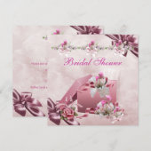 Mooie Bruiloftsshower Wit Roze Cadeau Bloem Roos Kaart (Voorkant / Achterkant)