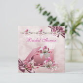 Mooie Bruiloftsshower Wit Roze Cadeau Bloem Roos Kaart (Staand voorkant)