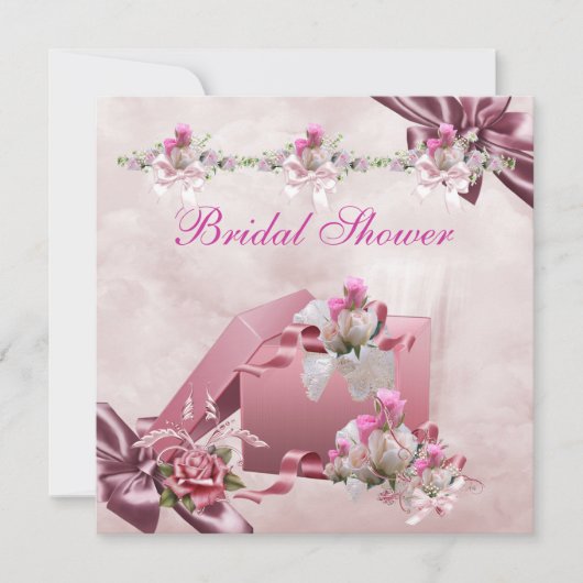 Mooie Bruiloftsshower Wit Roze Cadeau Bloem Roos Kaart (Voorkant)