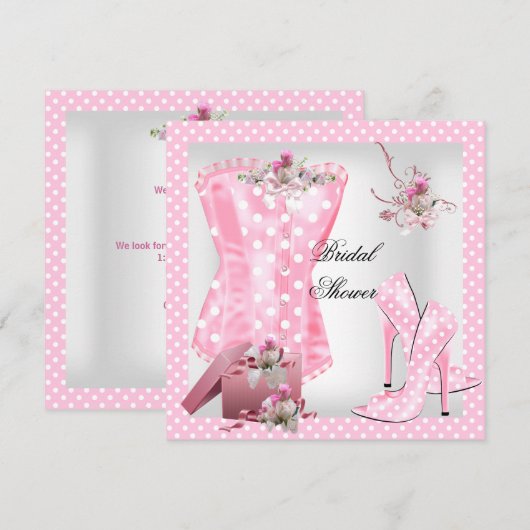 Mooie Bruiloftsshower Witte Roze Corset Stippen Kaart (Voorkant / Achterkant)