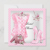 Mooie Bruiloftsshower Witte Roze Corset Stippen Kaart (Voorkant)