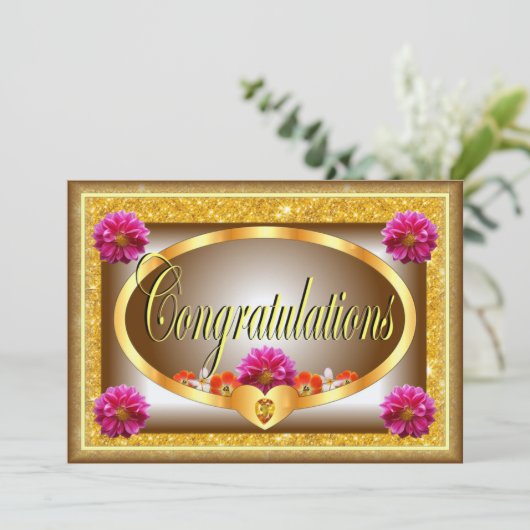 Mooie bruine bloem ontwerp felicitatie kaart (Staand voorkant)