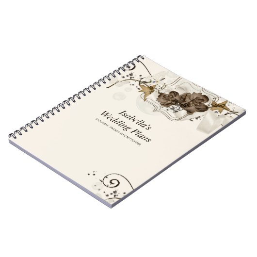 Mooie bruine bloemen notitieboek (Linkerzijde)