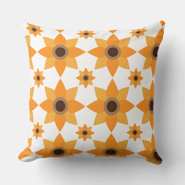 Mooie bruine bloemenpatroon kussen (Voorkant)