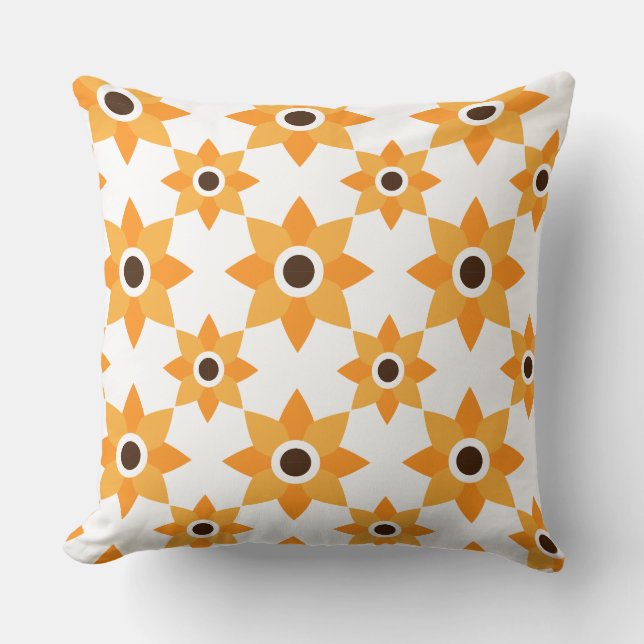 Mooie bruine bloemenpatroon kussen (Voorkant)