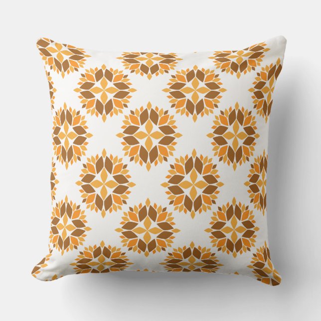 Mooie bruine bloemenpatroon kussen (Voorkant)