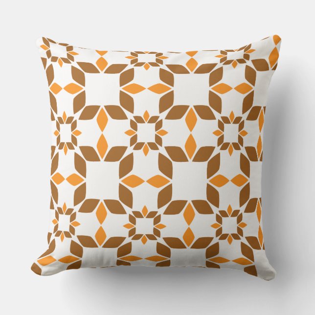 Mooie bruine bloemenpatroon kussen (Voorkant)