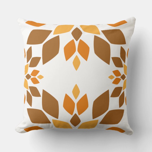 Mooie bruine bloemenpatroon kussen (Voorkant)