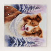 Mooie bruine Border Collie Hond Legpuzzel (Horizontaal)