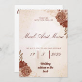 Mooie bruine bruiloft uitnodiging (Voorkant / Achterkant)