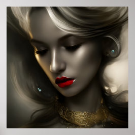 Mooie bruine bruine vrouwen met rode lippen 3 poster