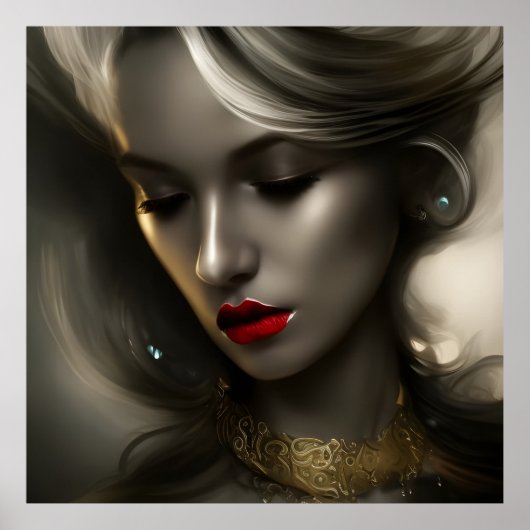 Mooie bruine bruine vrouwen met rode lippen 3 poster (Voorkant)