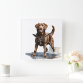 MOOIE BRUINE CHESAPEAKE BAY RETRIEVER HOND VIERKANTE KLOK (Huis)