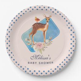 Mooie bruine Doe met witte Baby showers Papieren Bordje