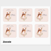 Mooie bruine Doe met witte Baby showers Vierkante Sticker (Vel)