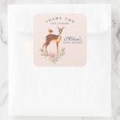 Mooie bruine Doe met witte Baby showers Vierkante Sticker (Tas)