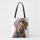 MOOIE BRUINE DRAADHARIGE WIJZENDE GRIFFON HOND TOTE BAG (Voorkant)