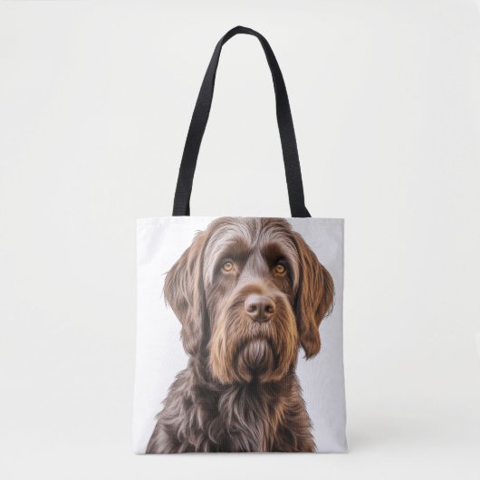 MOOIE BRUINE DRAADHARIGE WIJZENDE GRIFFON HOND TOTE BAG (Voorkant)