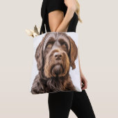 MOOIE BRUINE DRAADHARIGE WIJZENDE GRIFFON HOND TOTE BAG (Dichtbij)