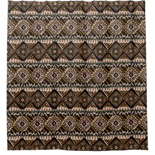 Mooie, bruine en roestmodemdoek geïnspireerd douchegordijn (Voorkant)