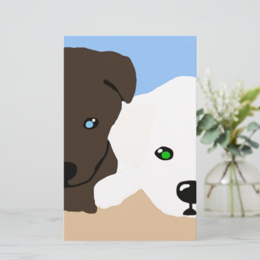 Mooie bruine en witte Labrador puppy kunst cadeaus Briefpapier (Staand voorkant)
