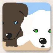 Mooie bruine en witte Labrador puppy kunst cadeaus Drankjes Onderzetter (Voorkant)