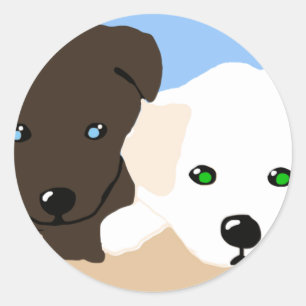 Mooie bruine en witte Labrador puppy kunst cadeaus Ronde Sticker