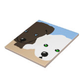 Mooie bruine en witte Labrador puppy kunst cadeaus Tegeltje (Zijkant)