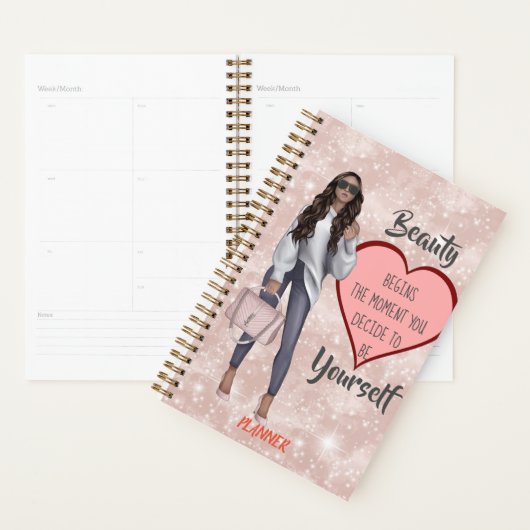 Mooie bruine hair Girl Planner (Display)