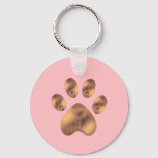 Mooie bruine huisdierpoot op roze sleutelhanger (Voorkant)