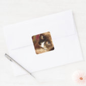 Mooie bruine kat vierkante sticker (Envelop)