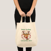 Mooie bruine kleuren op witte kerstree tas (Voorkant (product))